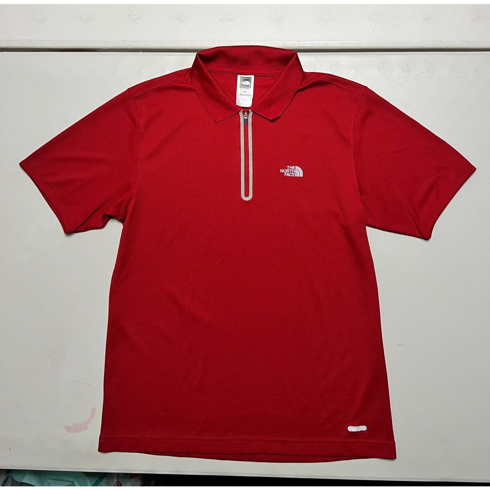 The North Face Polo Shirt Men M Red VaporWick 1/4 Zip Grid Texture Performance - Picture 3 of 8